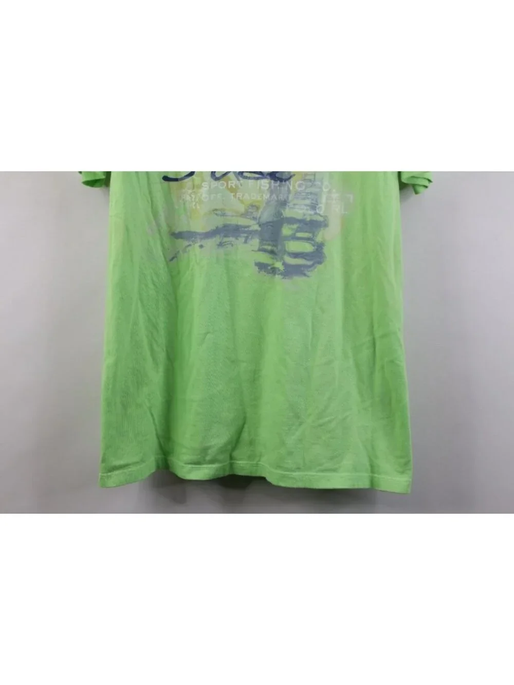 Vtg 90s Ralph Lauren Mens XL Faded Marlin Deep Sea Fishing T-Shirt Lime Green